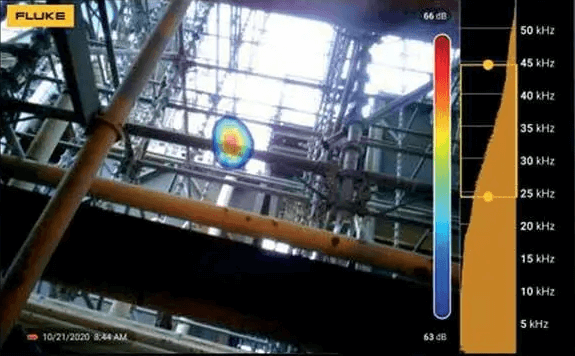 Odhalení úniku pomocí akustické kamery Fluke ii900